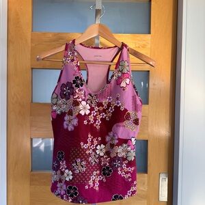 Johnny Was Floral Tank Top - Pink and Burgundy